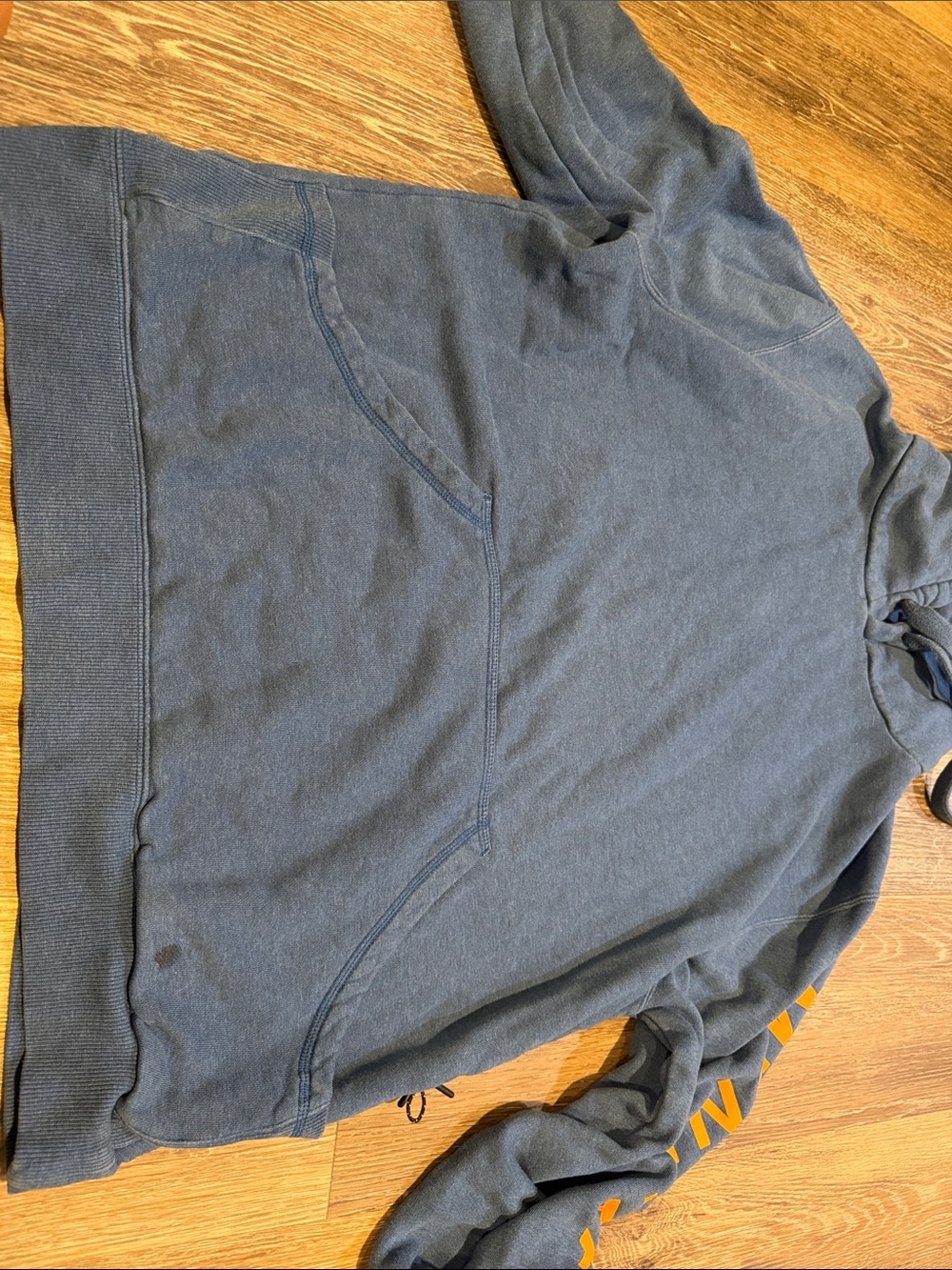 Municipal Men's Hooded Sweatshirt with Orange Sleeve Text - Picture 4 of 4